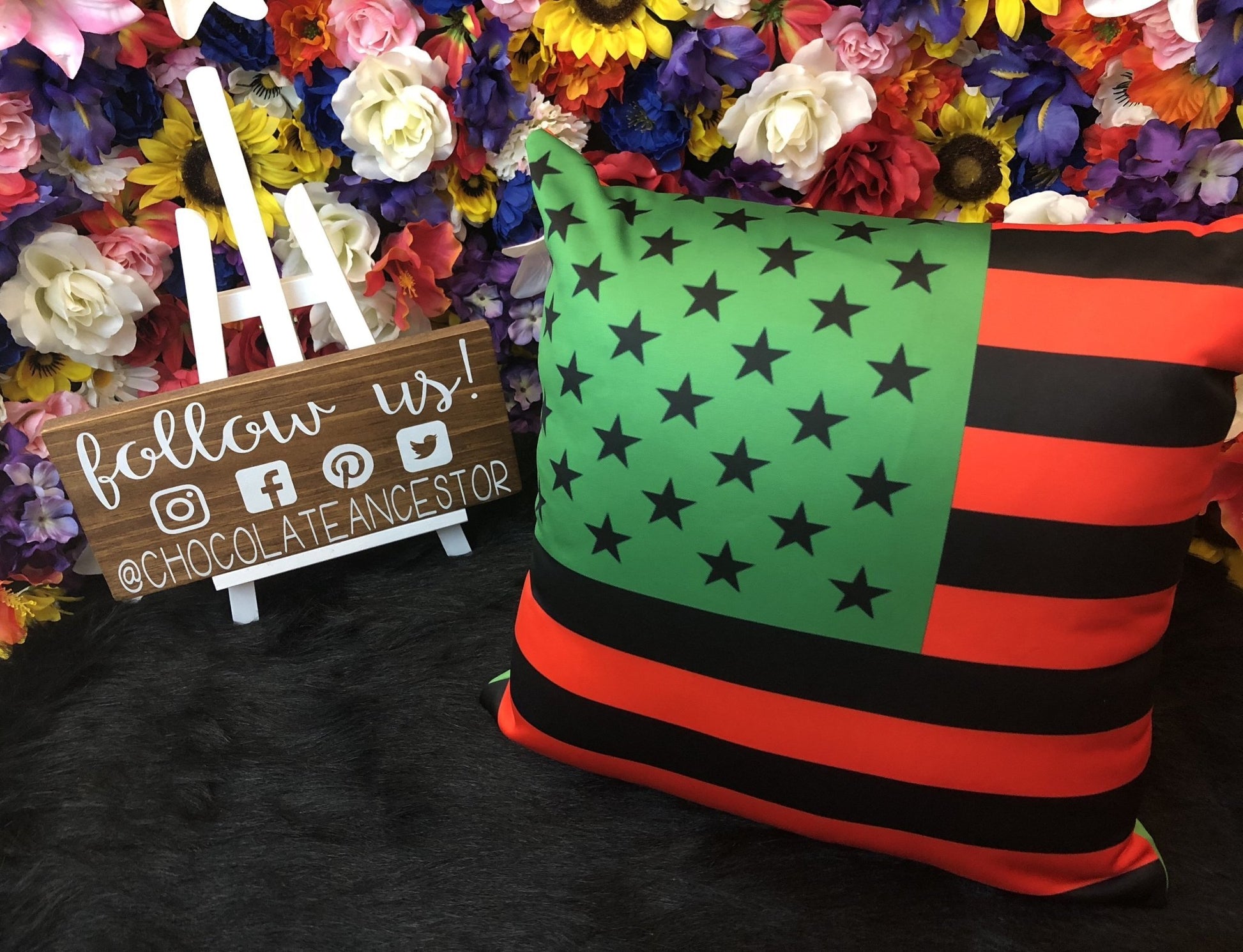 RBG Pan African Flags Reversible Pillow - Chocolate Ancestor