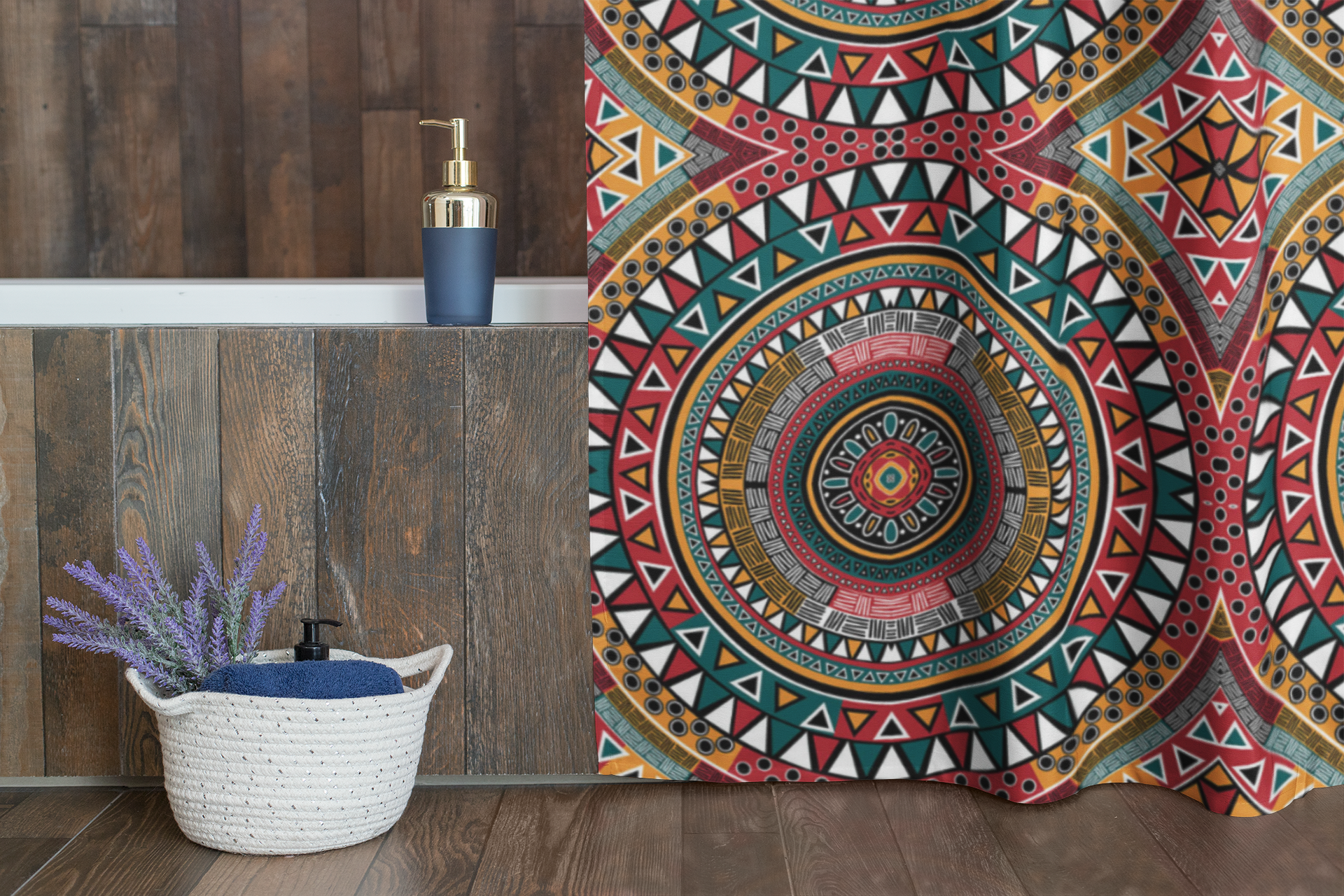 Tribal Kaleidoscope Shower Curtain - Chocolate Ancestor