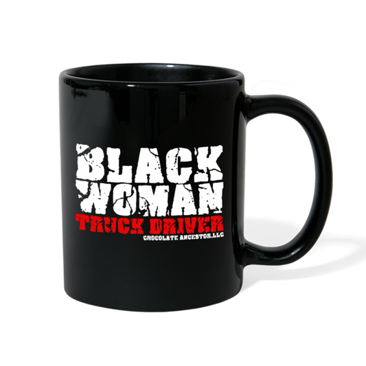 Black Woman Truck Driver Full Color Mug - black