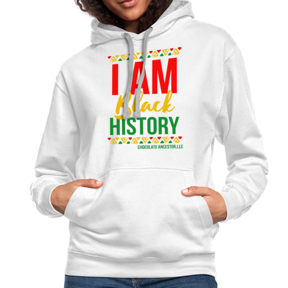 I Am Black History Unisex Contrast Hoodie - white/gray