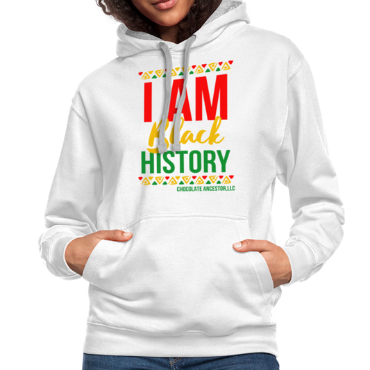 I Am Black History Unisex Contrast Hoodie - white/gray