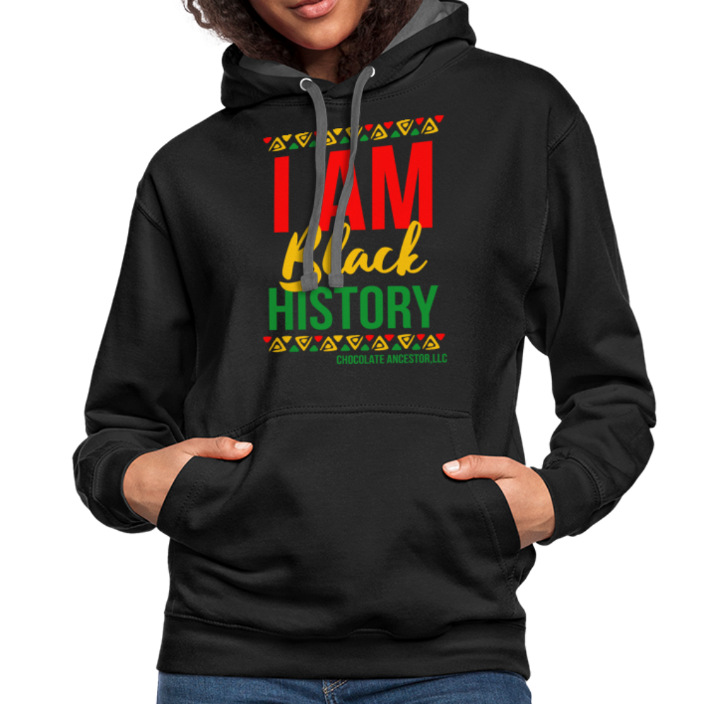 I Am Black History Unisex Contrast Hoodie - black/asphalt