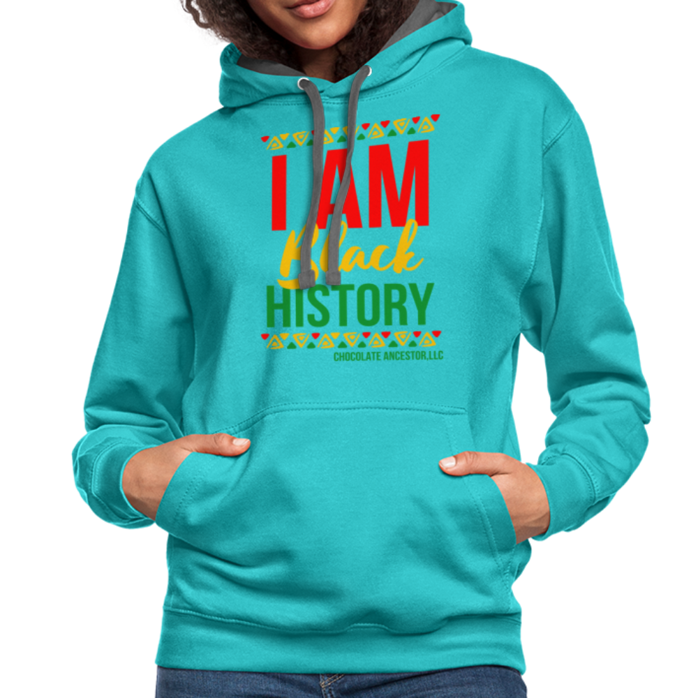 I Am Black History Unisex Contrast Hoodie - scuba blue/asphalt