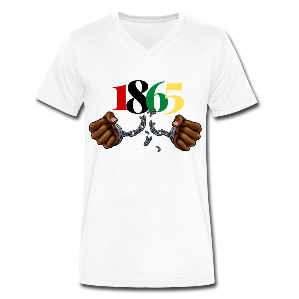 1865 Juneteenth Unisex V-Neck T-Shirt - white