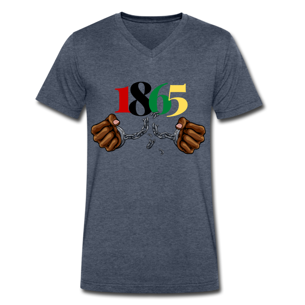 1865 Juneteenth Unisex V-Neck T-Shirt - heather navy