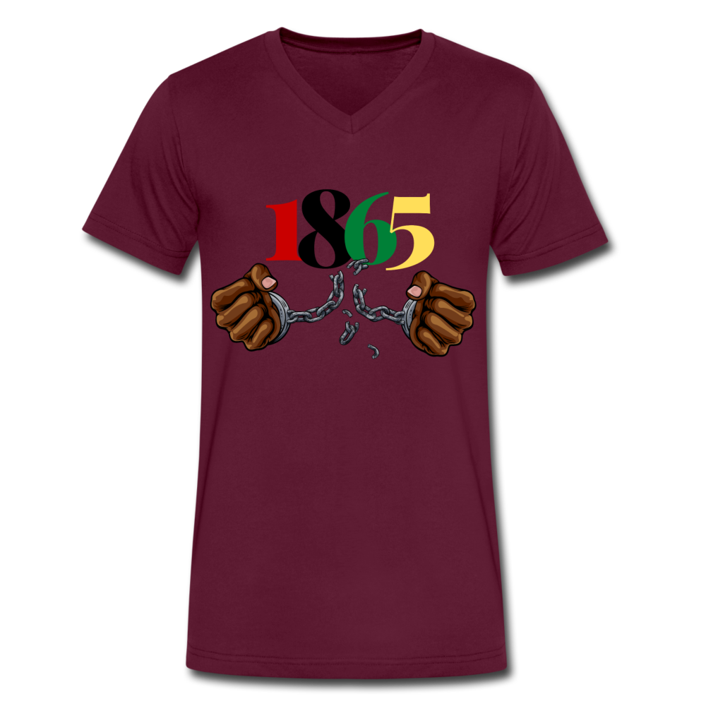 1865 Juneteenth Unisex V-Neck T-Shirt - maroon