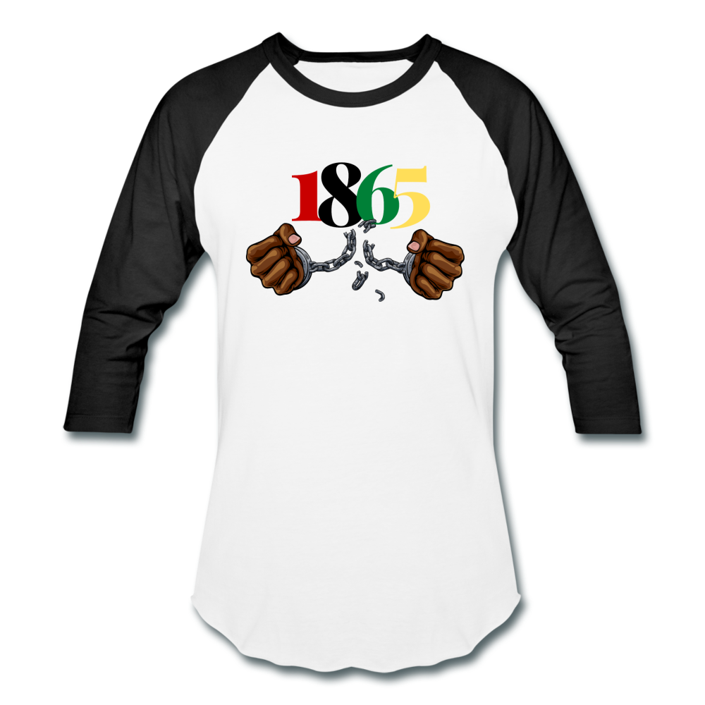 1865 Juneteenth Baseball T-Shirt - white/black