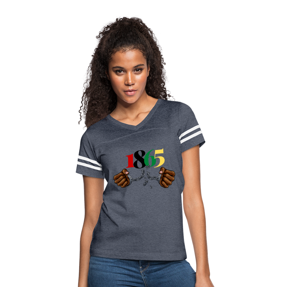 1865 Juneteenth Women’s Vintage Sport T-Shirt - vintage navy/white