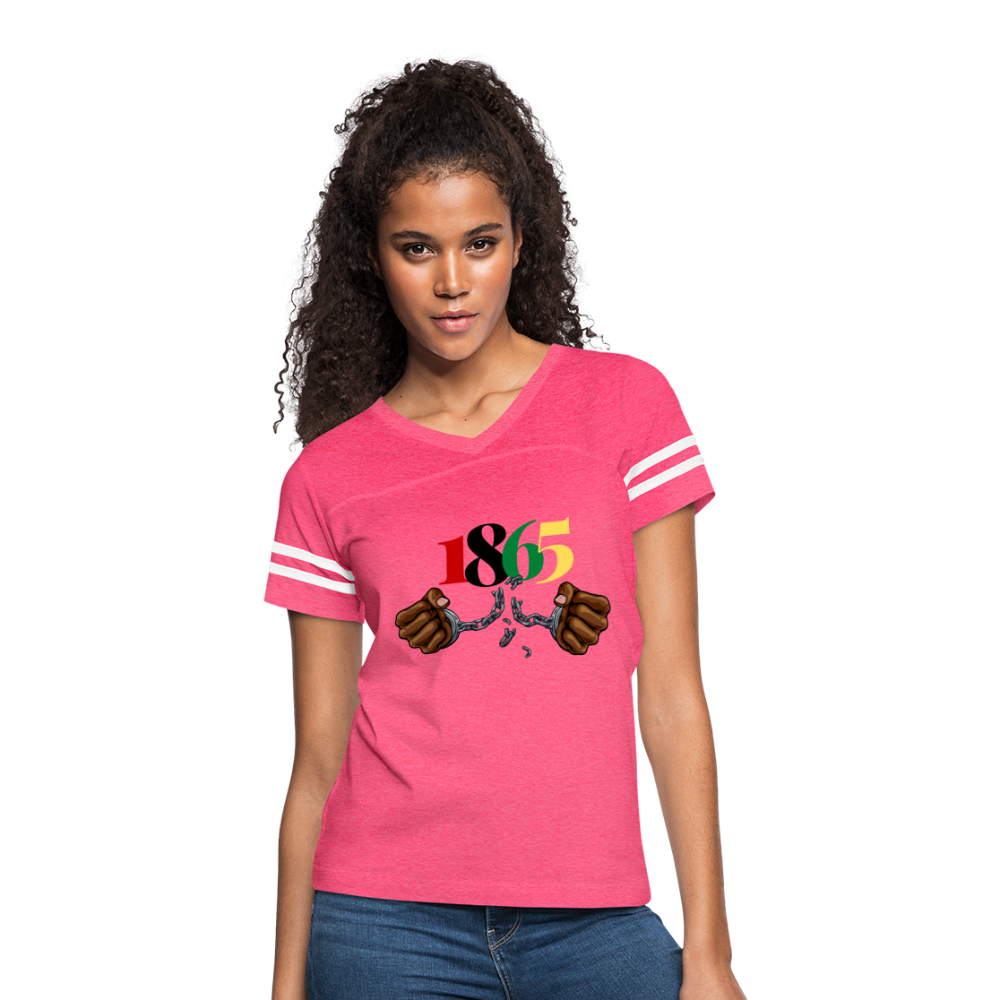 1865 Juneteenth Women’s Vintage Sport T-Shirt - vintage pink/white