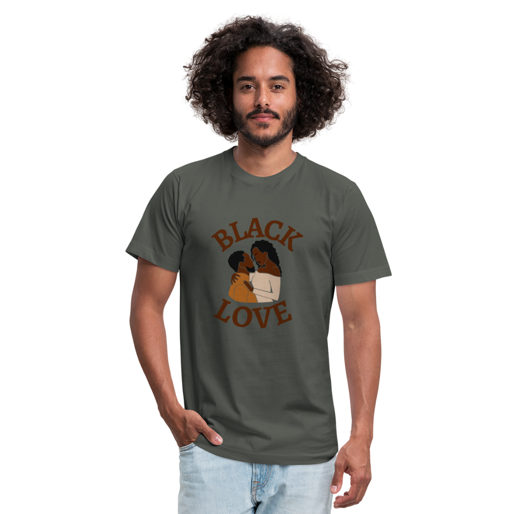 Black Love Unisex Jersey T-Shirt by Bella + Canvas - asphalt