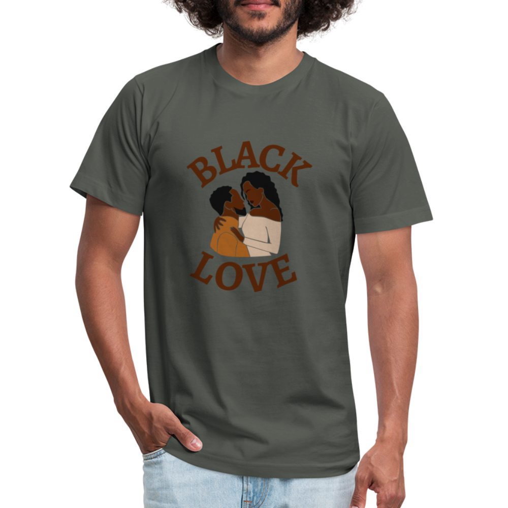 Black Love Unisex Jersey T-Shirt by Bella + Canvas - asphalt