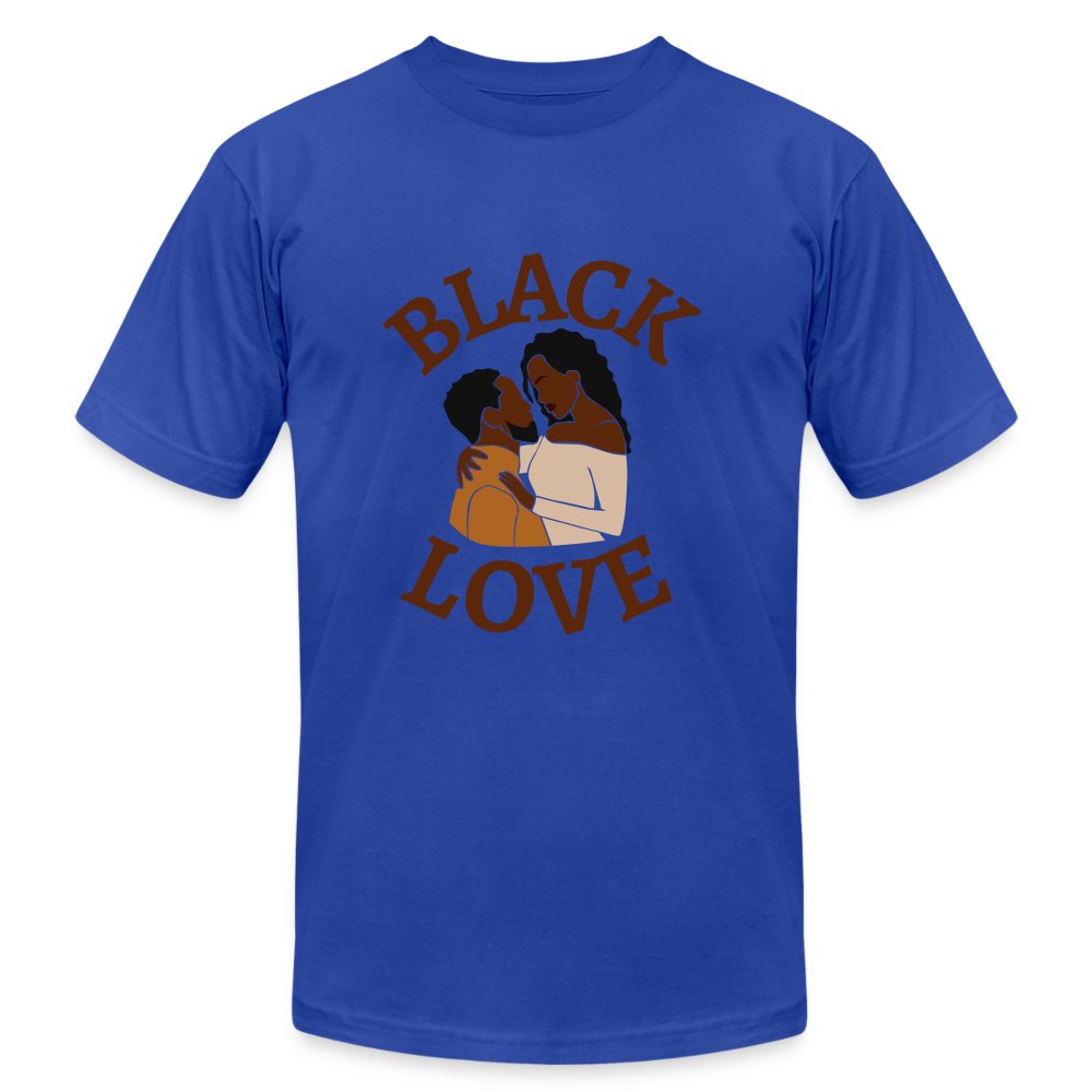 Black Love Unisex Jersey T-Shirt by Bella + Canvas - royal blue