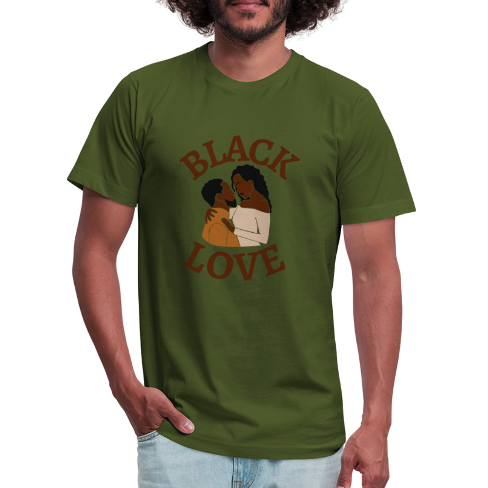 Black Love Unisex Jersey T-Shirt by Bella + Canvas - olive