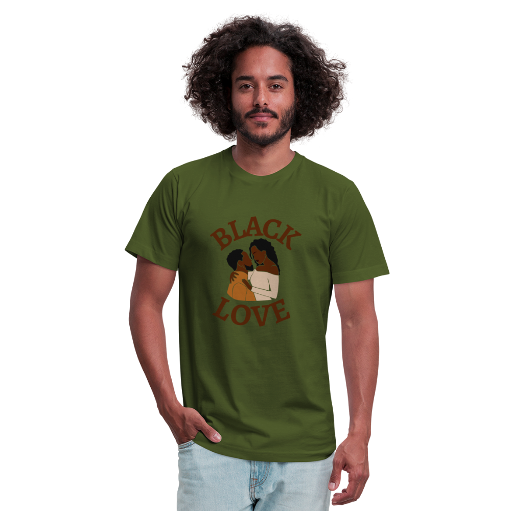 Black Love Unisex Jersey T-Shirt by Bella + Canvas - olive