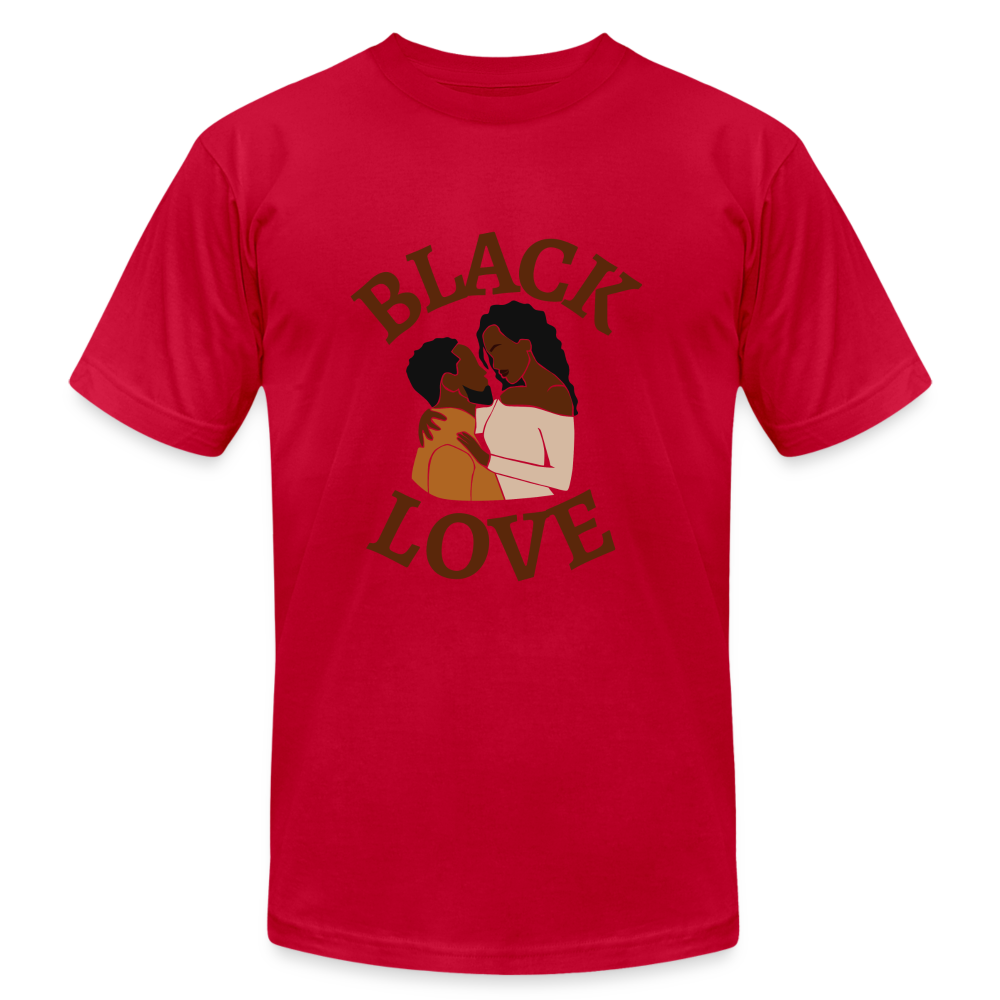 Black Love Unisex Jersey T-Shirt by Bella + Canvas - red