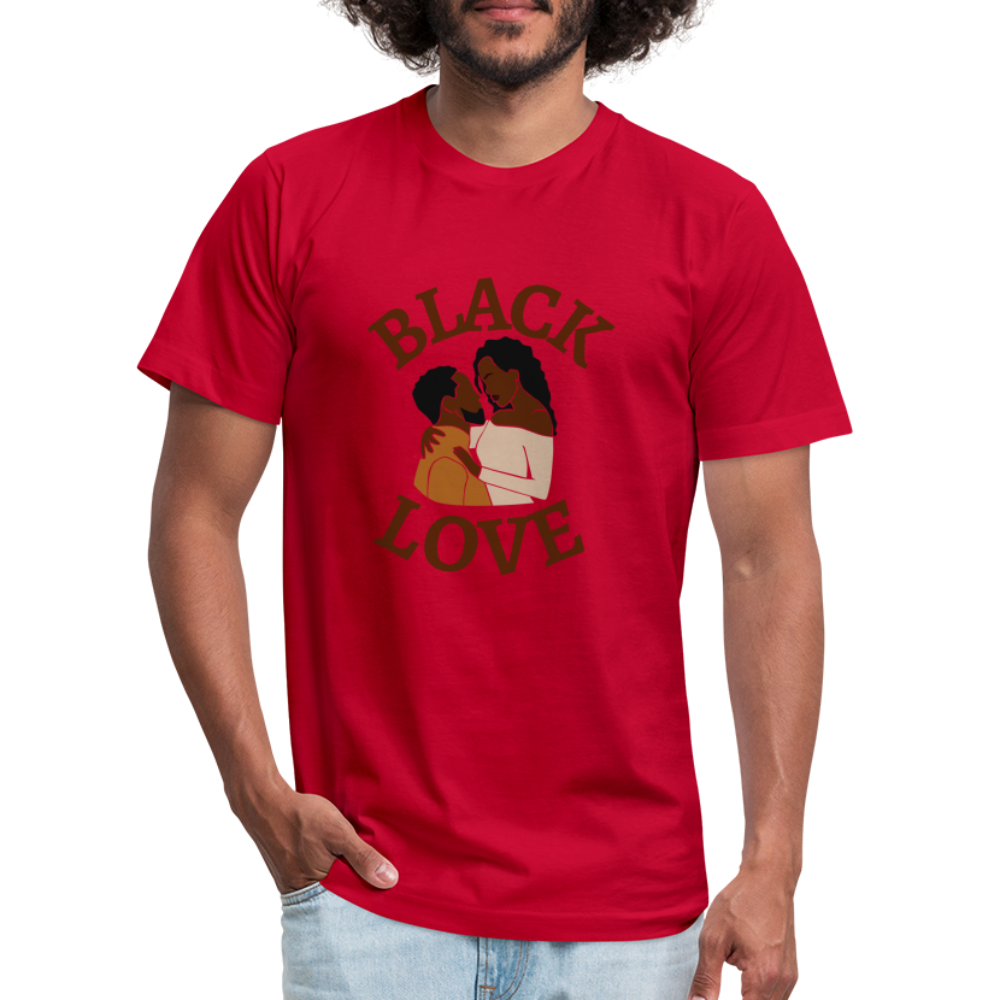 Black Love Unisex Jersey T-Shirt by Bella + Canvas - red