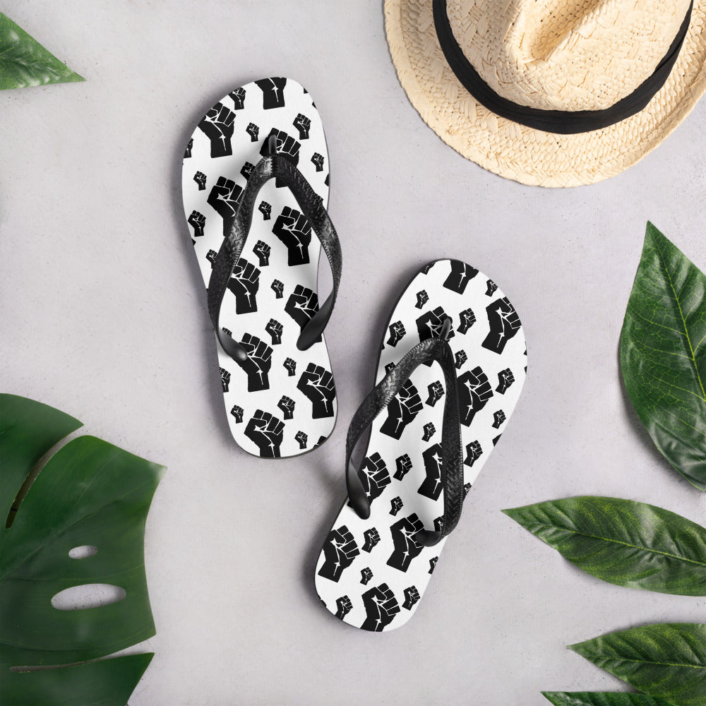 Black Power Fist Pattern Unisex Flip-Flops