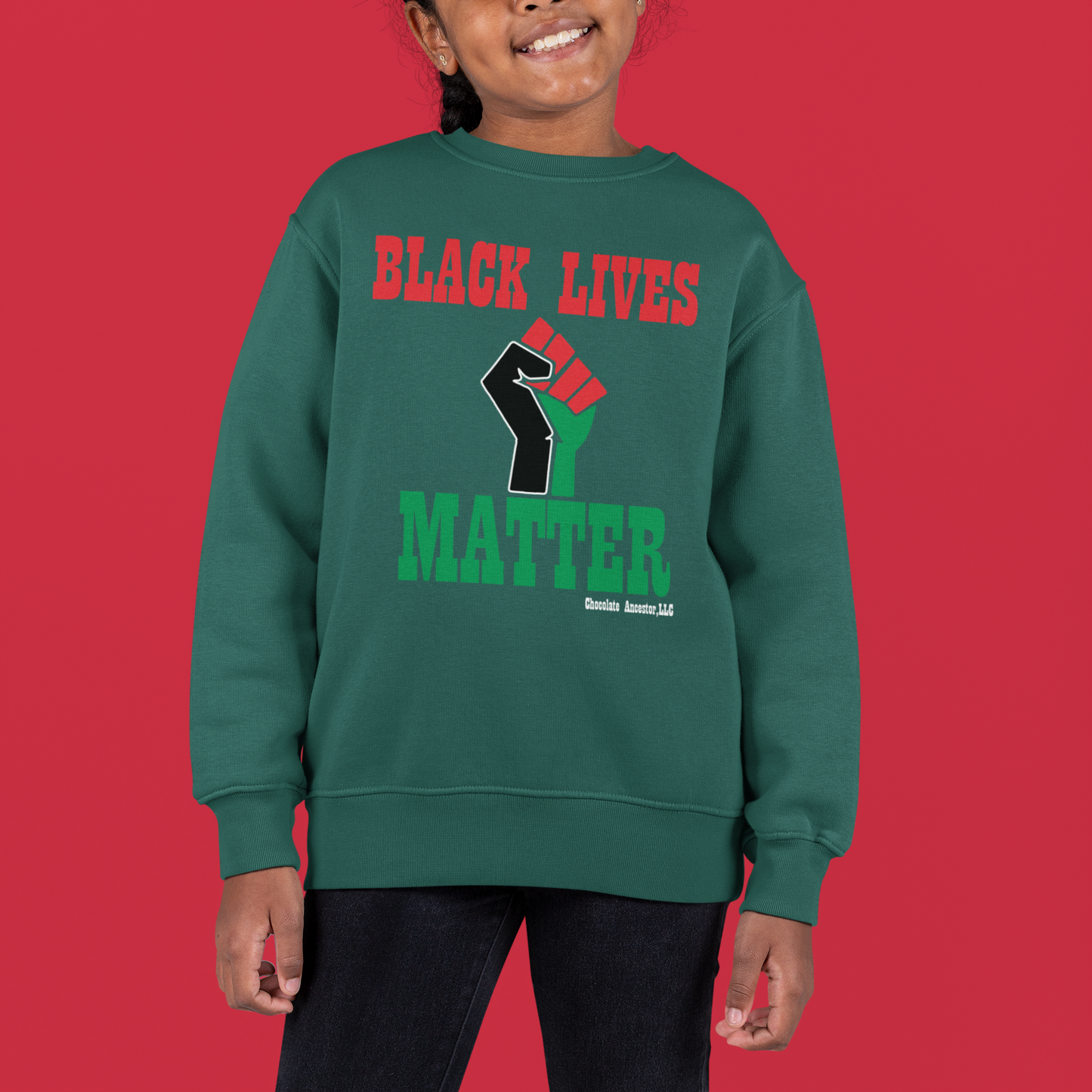 Black Lives Matter Pan African Kids' Crewneck Sweatshirt