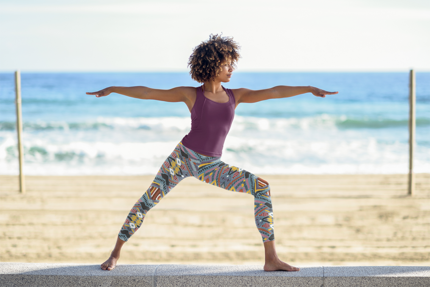 Lupine Boho Tribal Yoga Leggings - Chocolate Ancestor