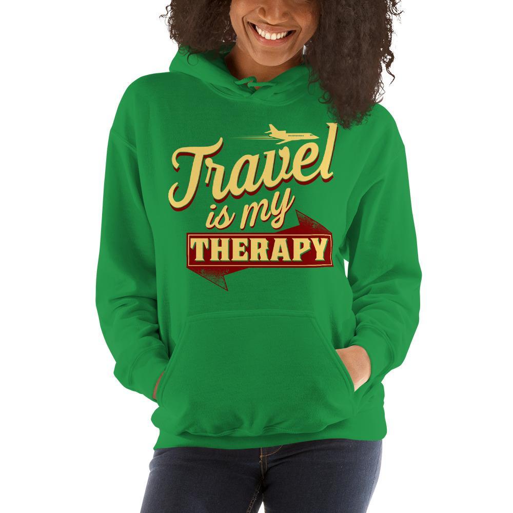 Travel is My Therapy Hooded Unisex Sweatshirt - Chocolate Ancestor