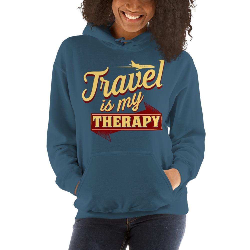 Travel is My Therapy Hooded Unisex Sweatshirt - Chocolate Ancestor