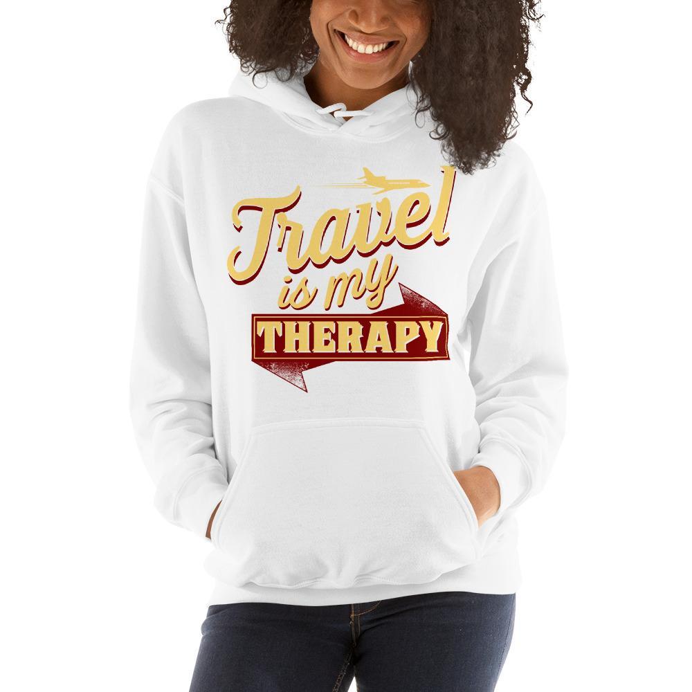 Travel is My Therapy Hooded Unisex Sweatshirt - Chocolate Ancestor