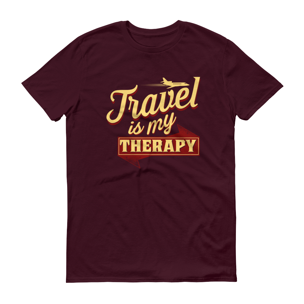 Travel is my Therapy Unisex Short Sleeve T-shirt - Chocolate Ancestor