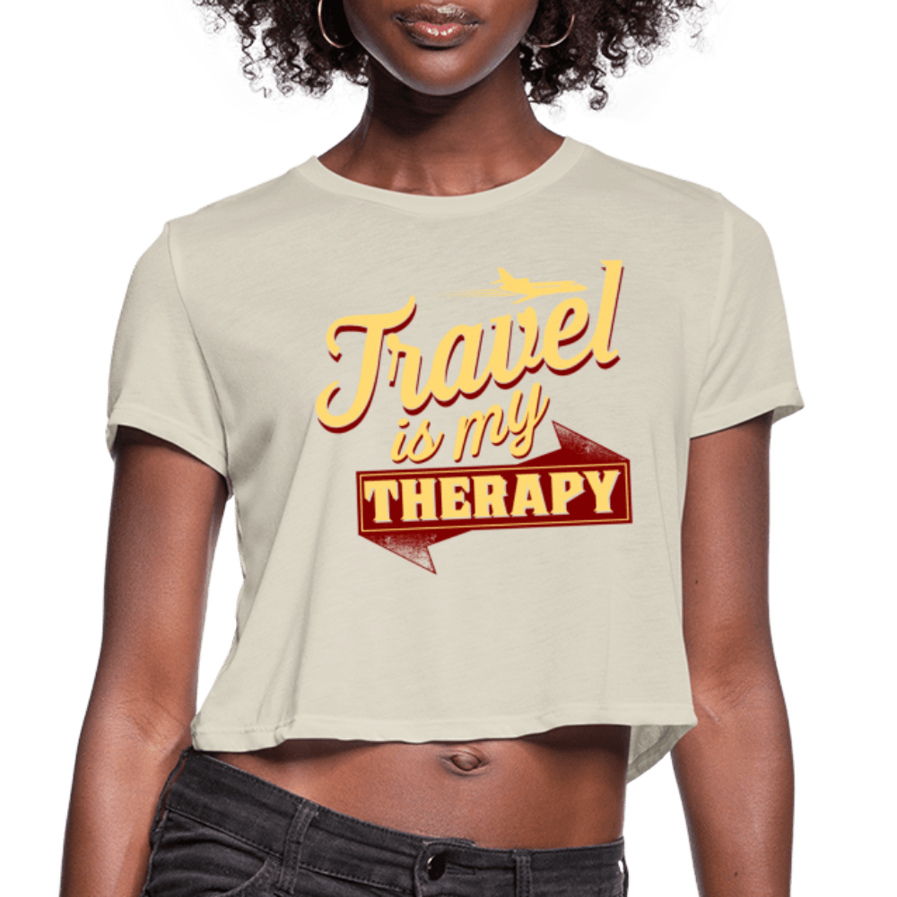 Travel is My Therapy Women's Crop Top (Style 2) - Chocolate Ancestor