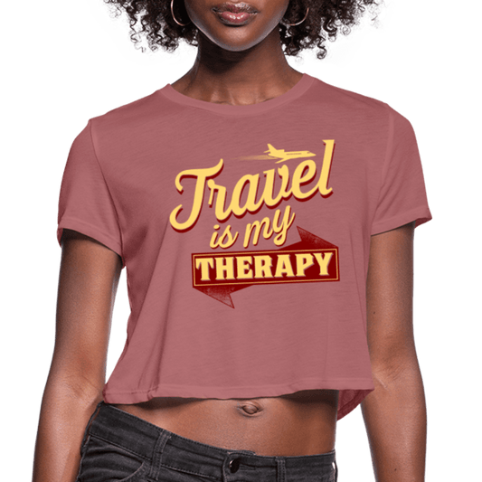 Travel is My Therapy Women's Crop Top (Style 2) - Chocolate Ancestor