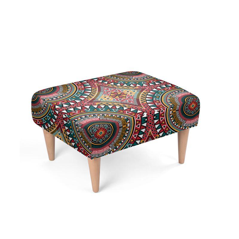 Tribal Kaleidoscope Bespoke Footstool - Chocolate Ancestor