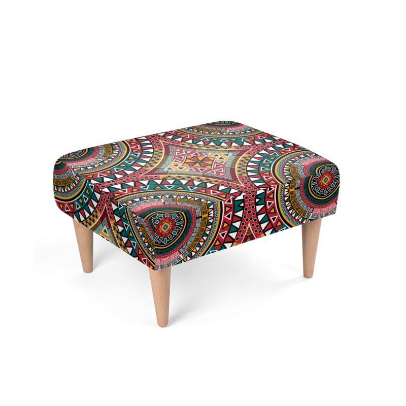 Tribal Kaleidoscope Bespoke Footstool - Chocolate Ancestor