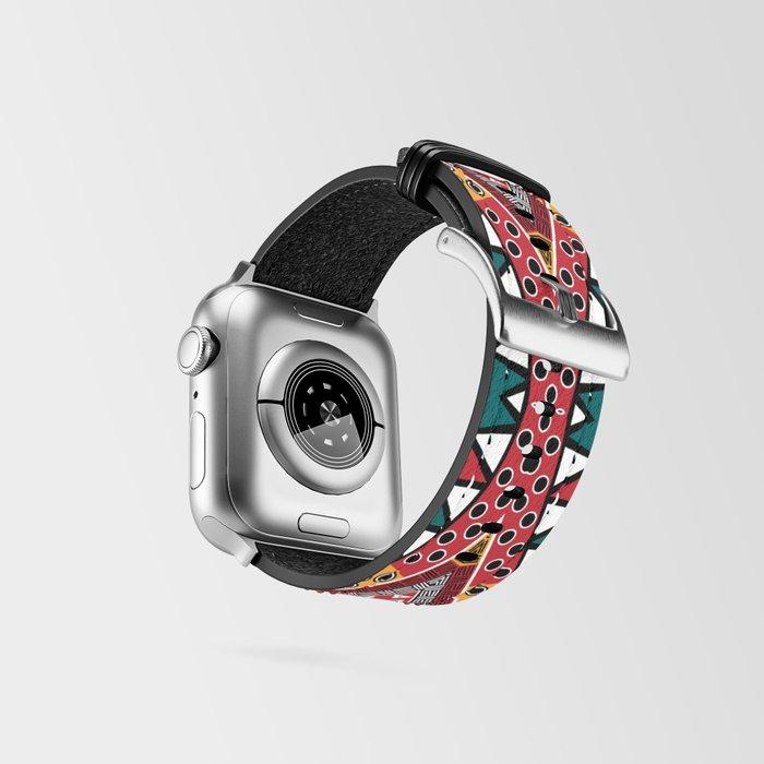 Tribal Kaleidoscope Bespoke Vegan Leather Apple Watch Band - Chocolate Ancestor