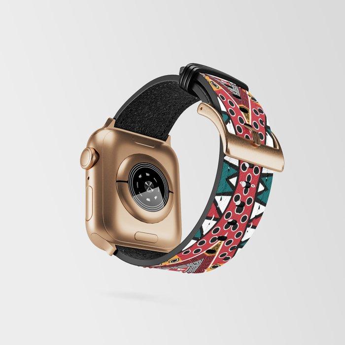 Tribal Kaleidoscope Bespoke Vegan Leather Apple Watch Band - Chocolate Ancestor