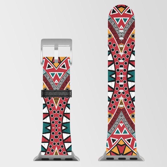 Tribal Kaleidoscope Bespoke Vegan Leather Apple Watch Band - Chocolate Ancestor