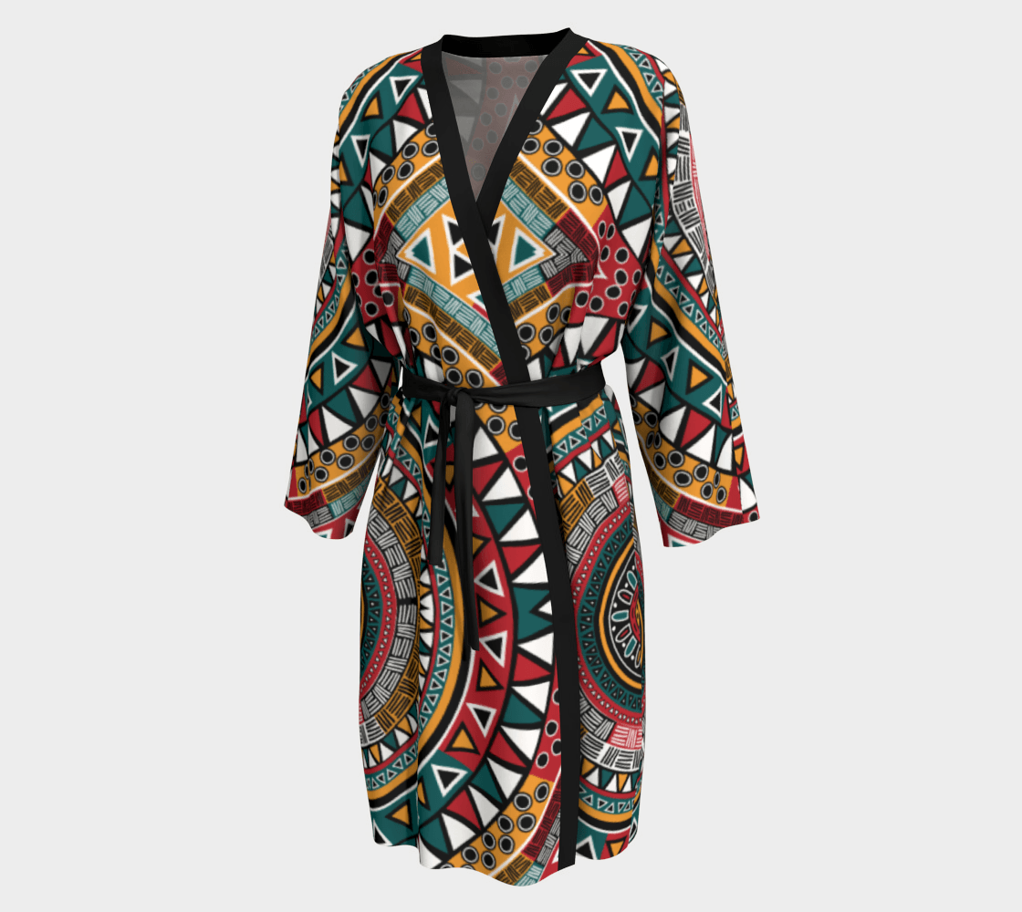 Tribal Kaleidoscope Peignoir Robe - Chocolate Ancestor