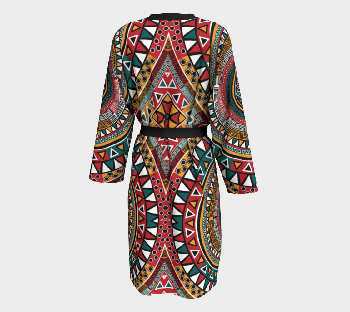 Tribal Kaleidoscope Peignoir Robe - Chocolate Ancestor