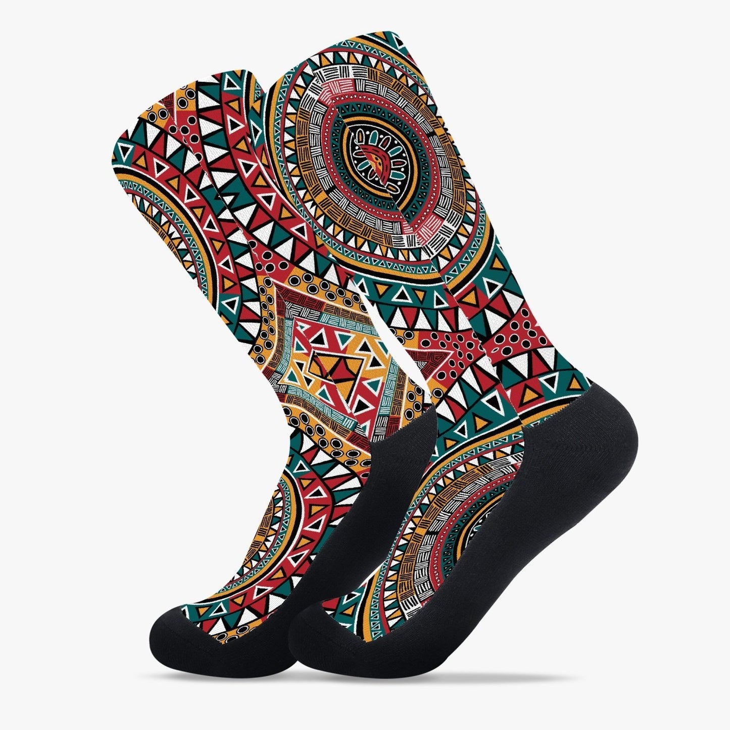 Tribal Kaleidoscope Unisex Reinforced Sports Socks - Chocolate Ancestor