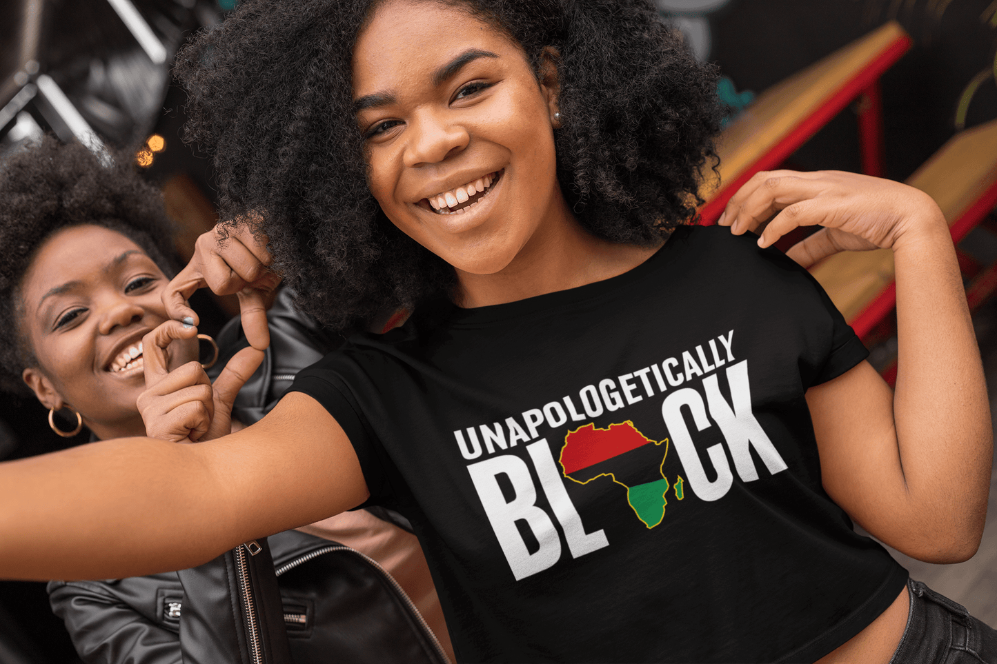 Unapologetically Black RBG Ladies Crop Top - Chocolate Ancestor