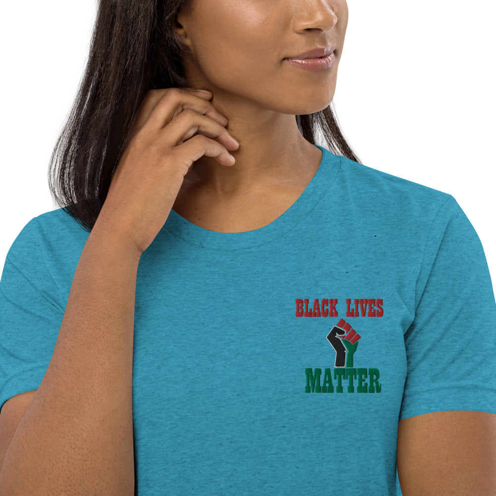 Black Lives Matter Pan African Unisex Embroidered Short sleeve t-shirt