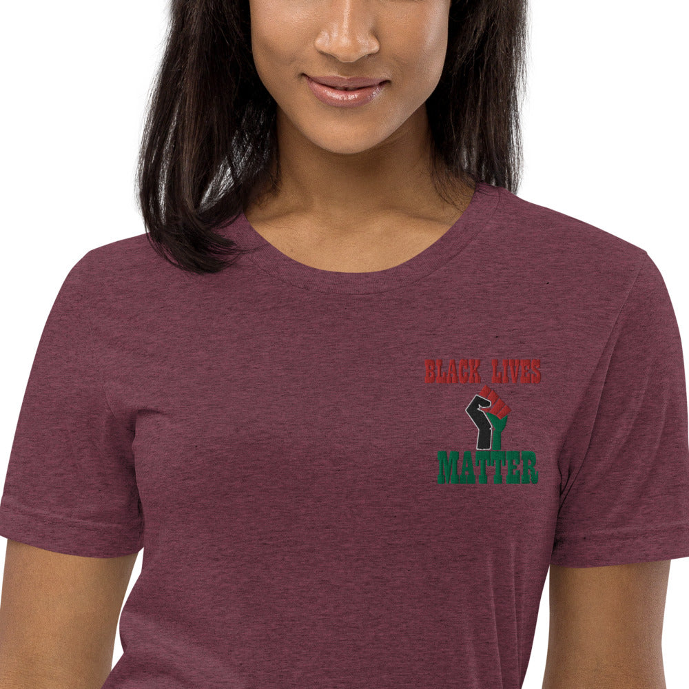 Black Lives Matter Pan African Unisex Embroidered Short sleeve t-shirt