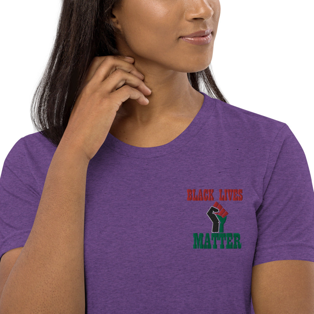 Black Lives Matter Pan African Unisex Embroidered Short sleeve t-shirt