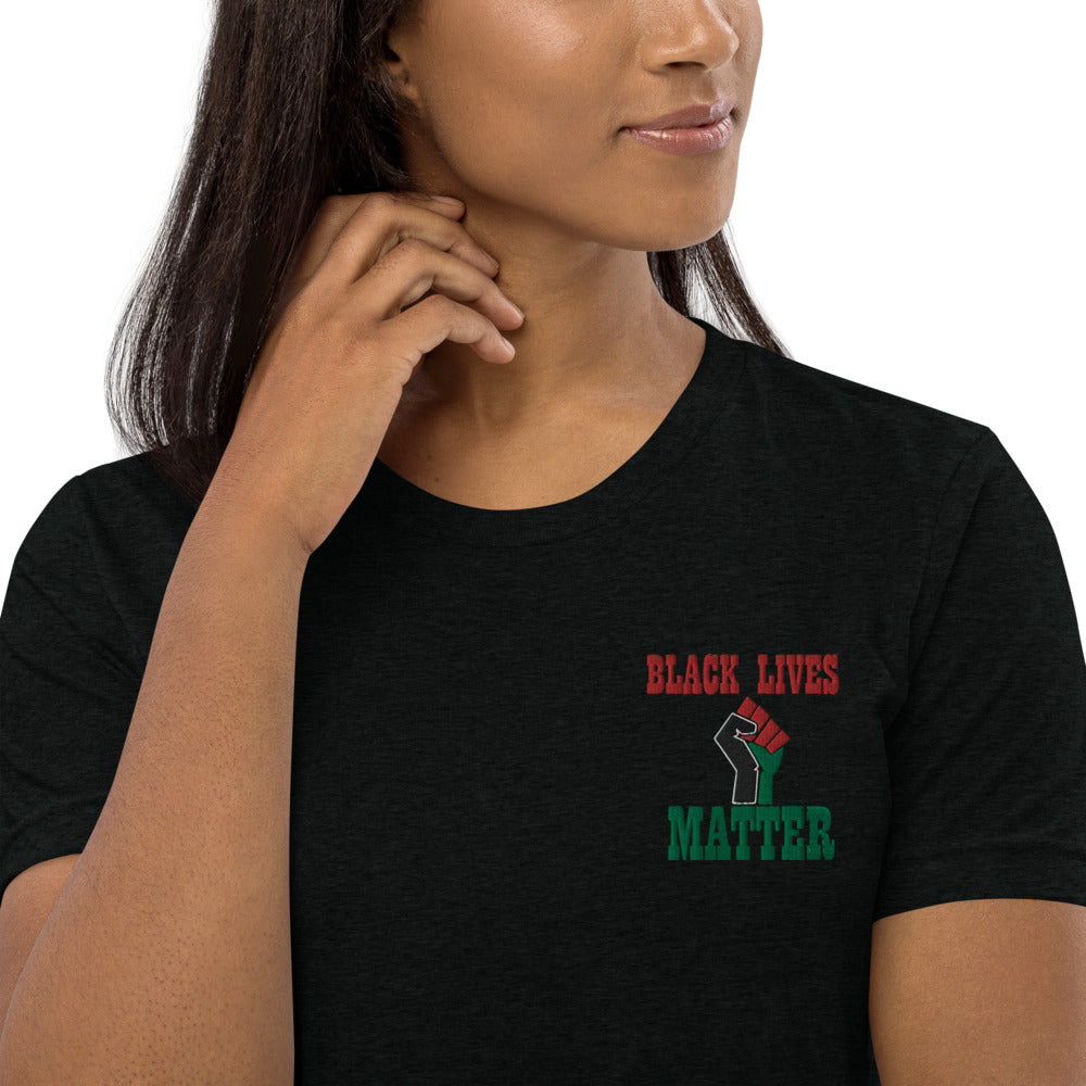 Black Lives Matter Pan African Unisex Embroidered Short sleeve t-shirt