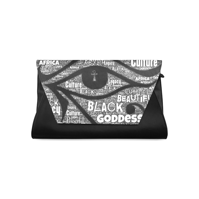 Worded Eye of Horus Leather Clutch Bag - Chocolate Ancestor