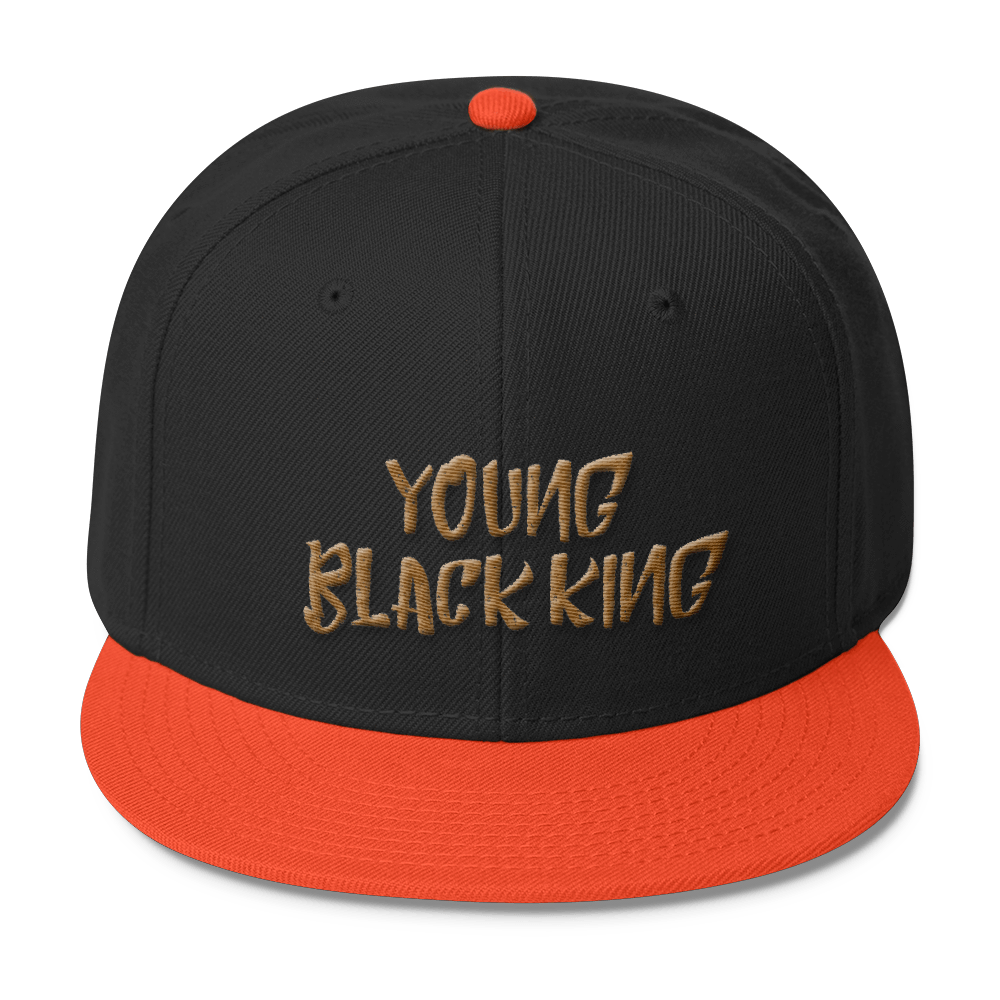 Young Black King- Gold Wool Blend Snapback - Chocolate Ancestor