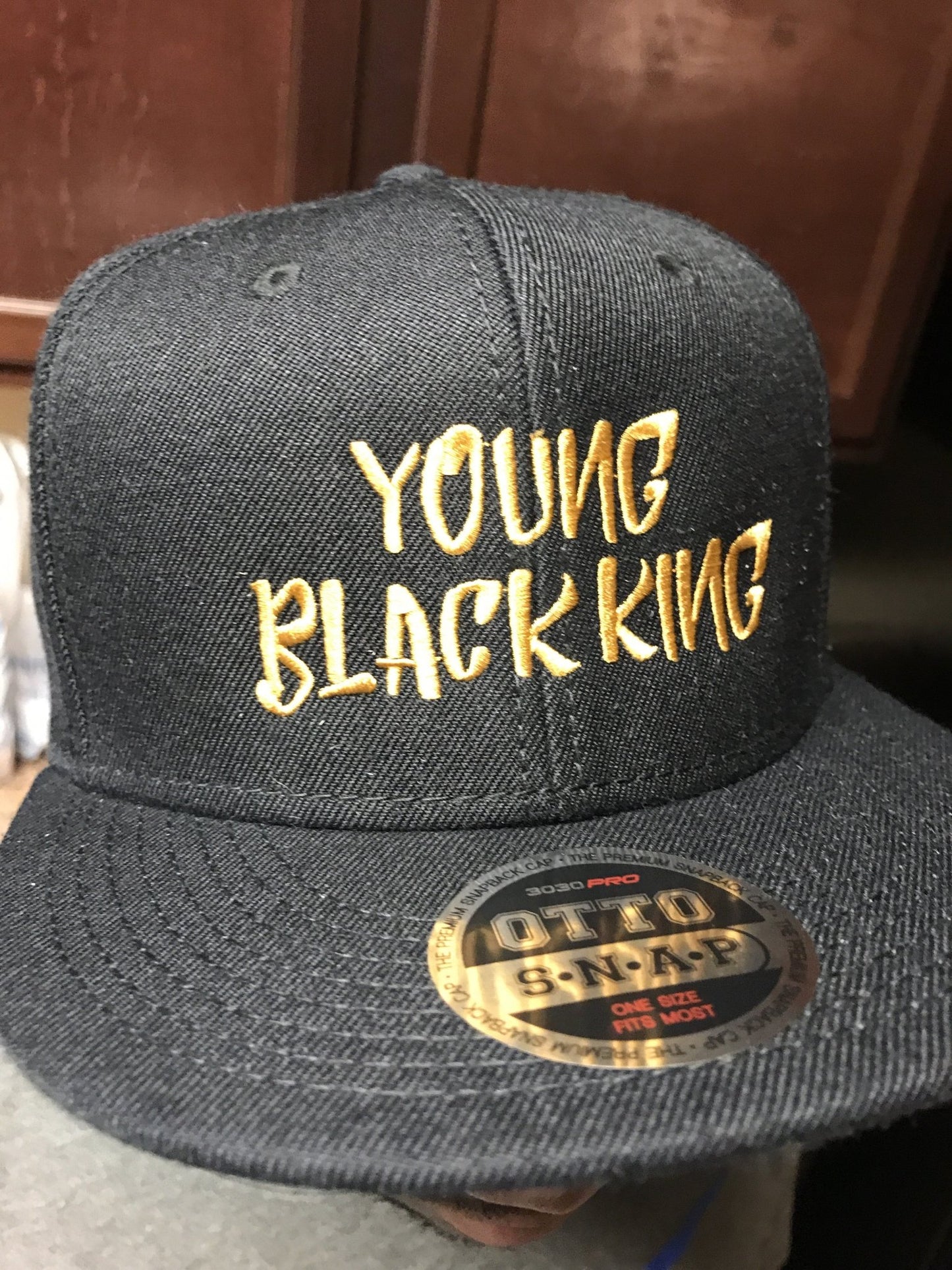 Young Black King- Gold Wool Blend Snapback - Chocolate Ancestor