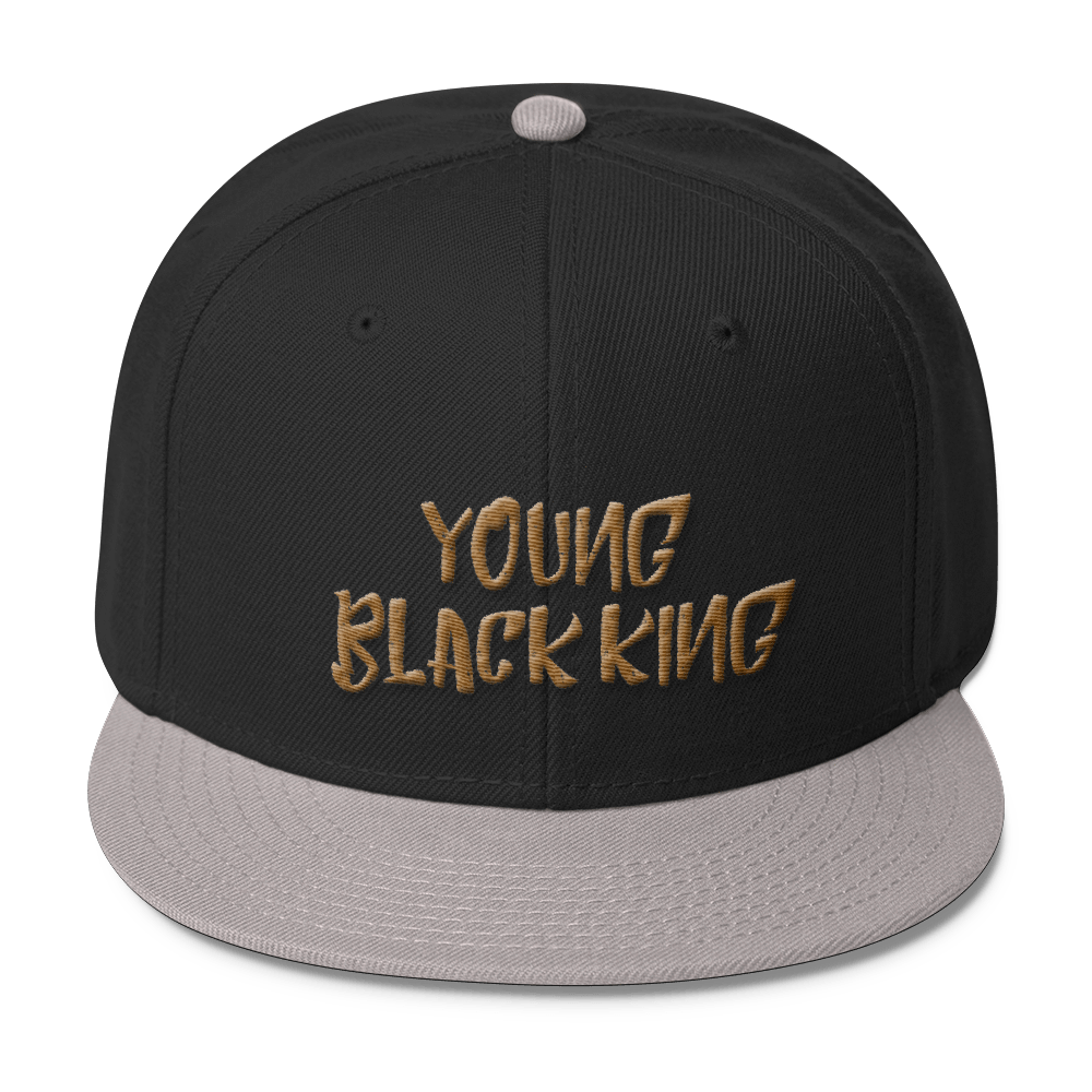 Young Black King- Gold Wool Blend Snapback - Chocolate Ancestor