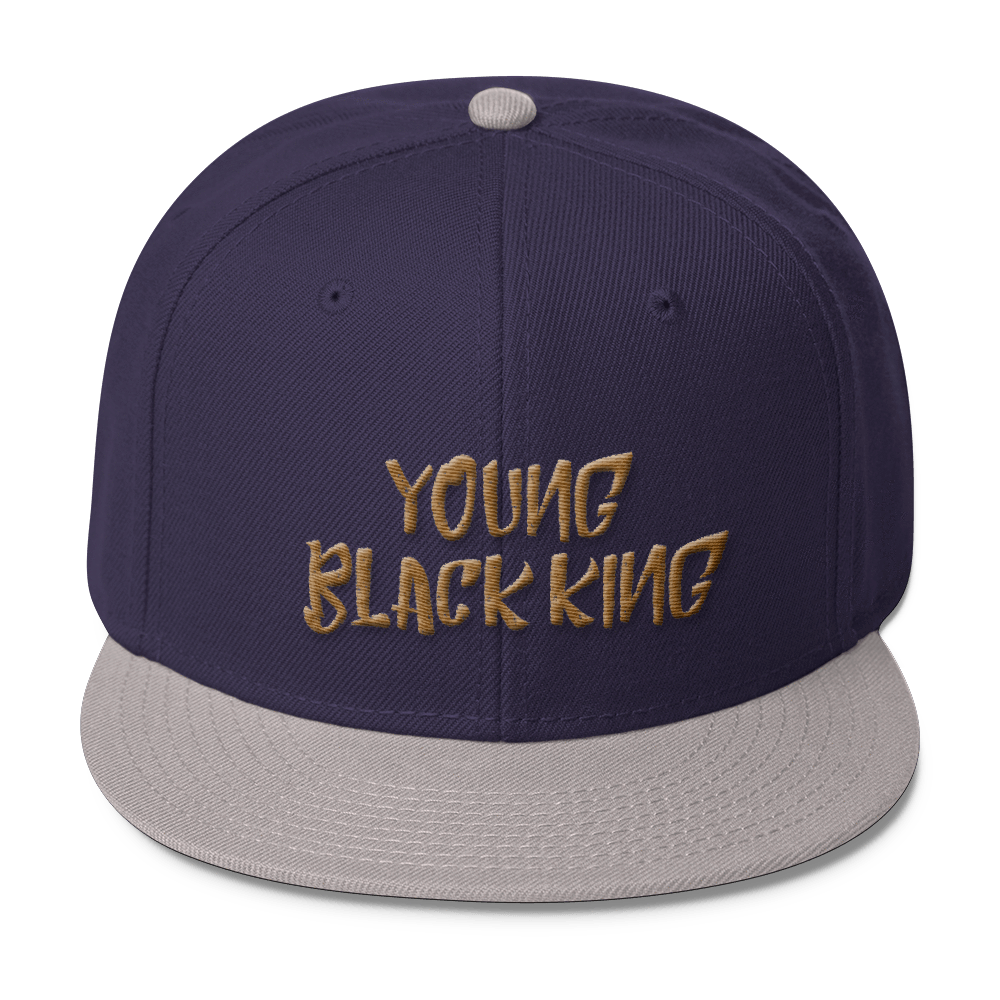 Young Black King- Gold Wool Blend Snapback - Chocolate Ancestor