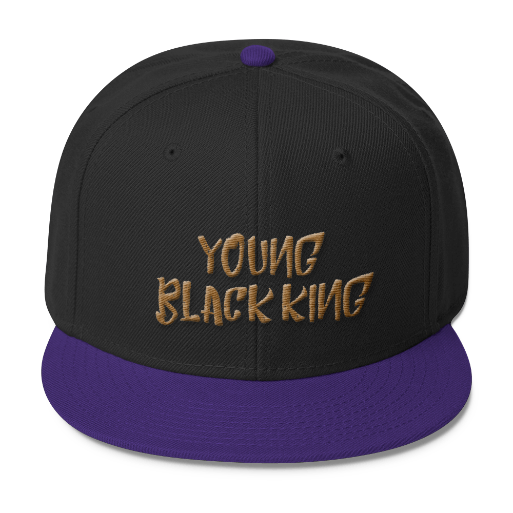 Young Black King- Gold Wool Blend Snapback - Chocolate Ancestor