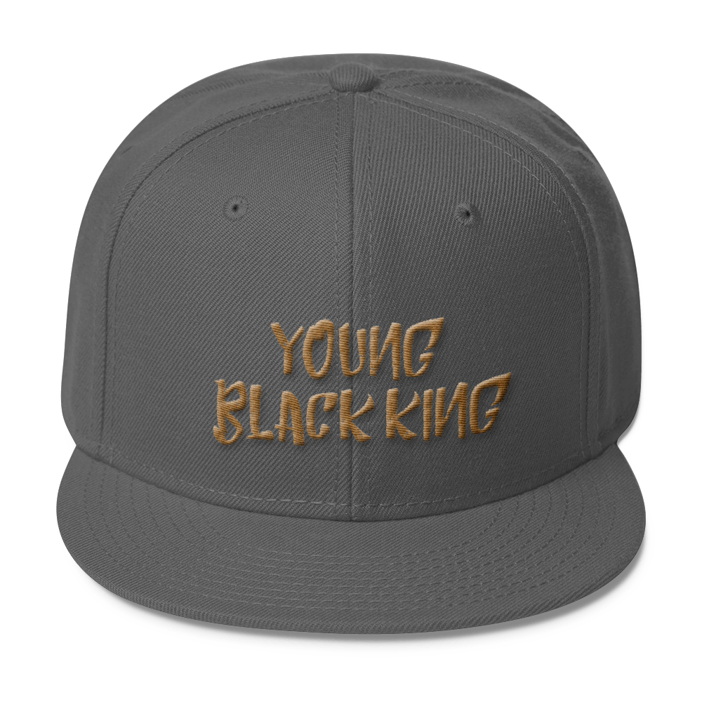 Young Black King- Gold Wool Blend Snapback - Chocolate Ancestor