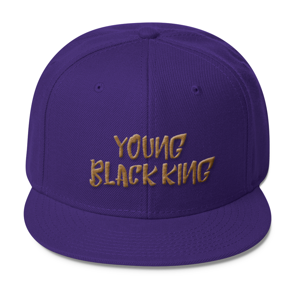 Young Black King- Gold Wool Blend Snapback - Chocolate Ancestor